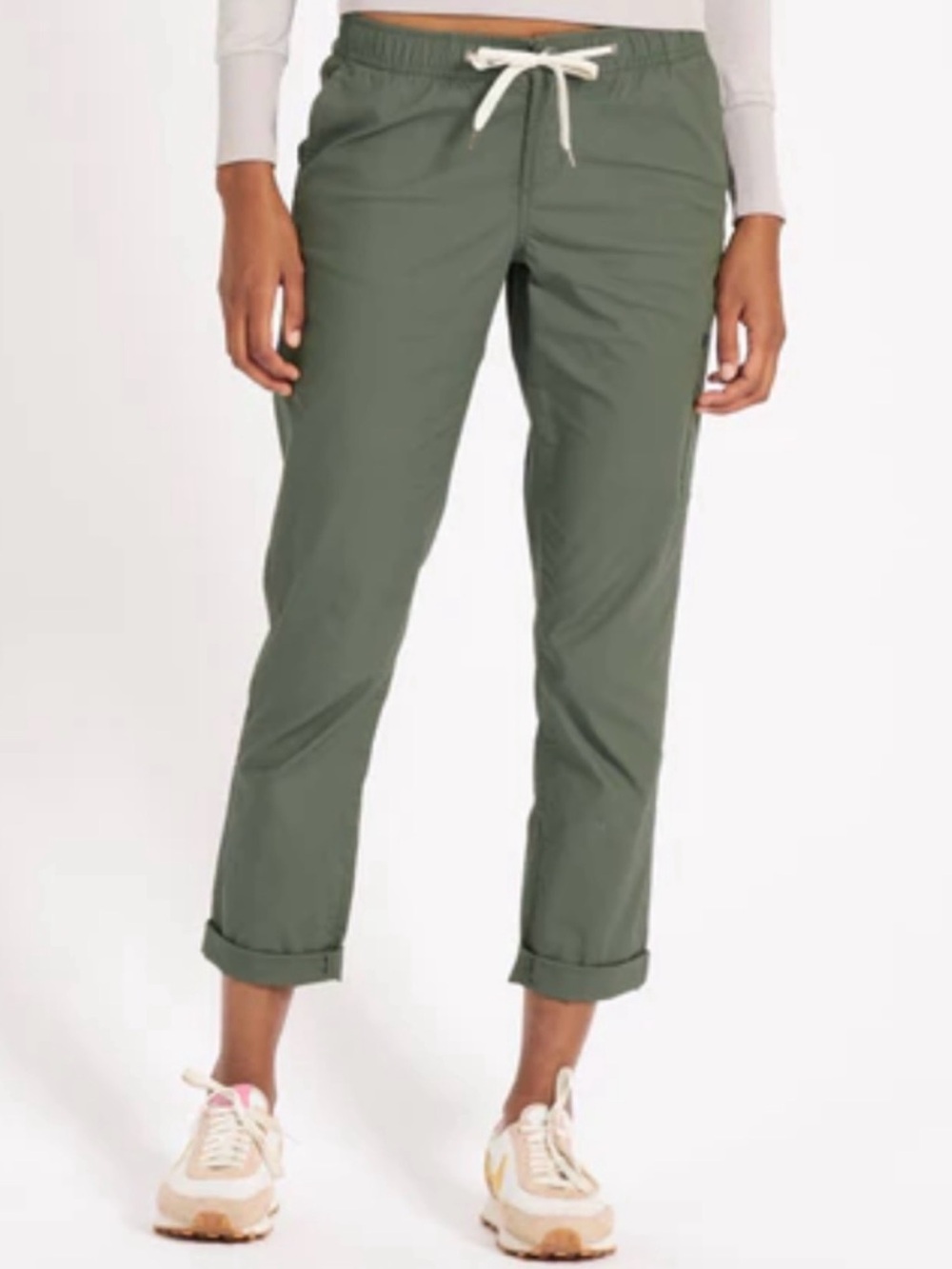 Vuori Ripstop Olive Drawstring Cropped Pants
